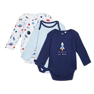 bluezoo Pack of three baby boys' assorted printed bodysuits